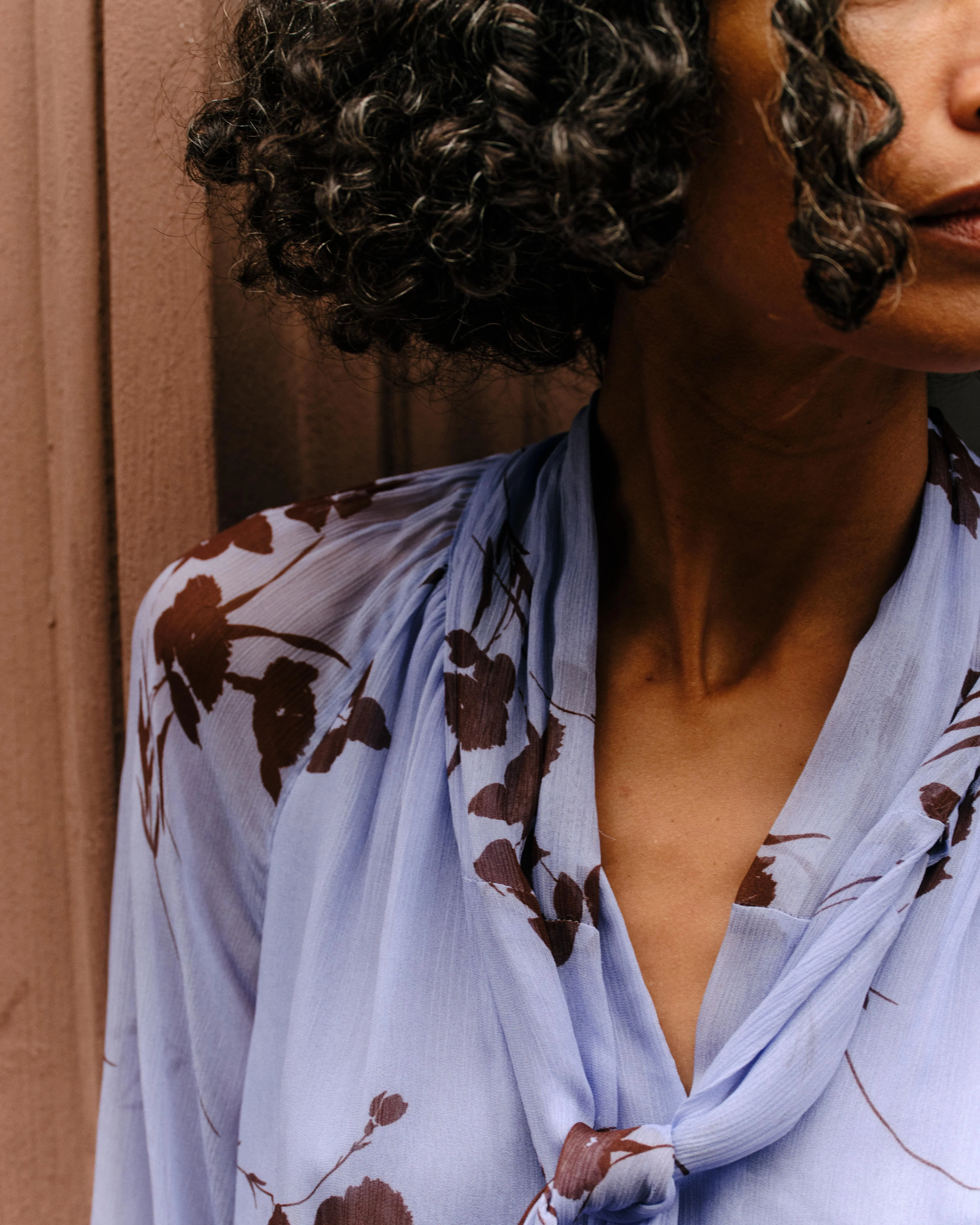 Alma Long Sleeve Blouse-Upstate Floral In Blue Mist - Image 4