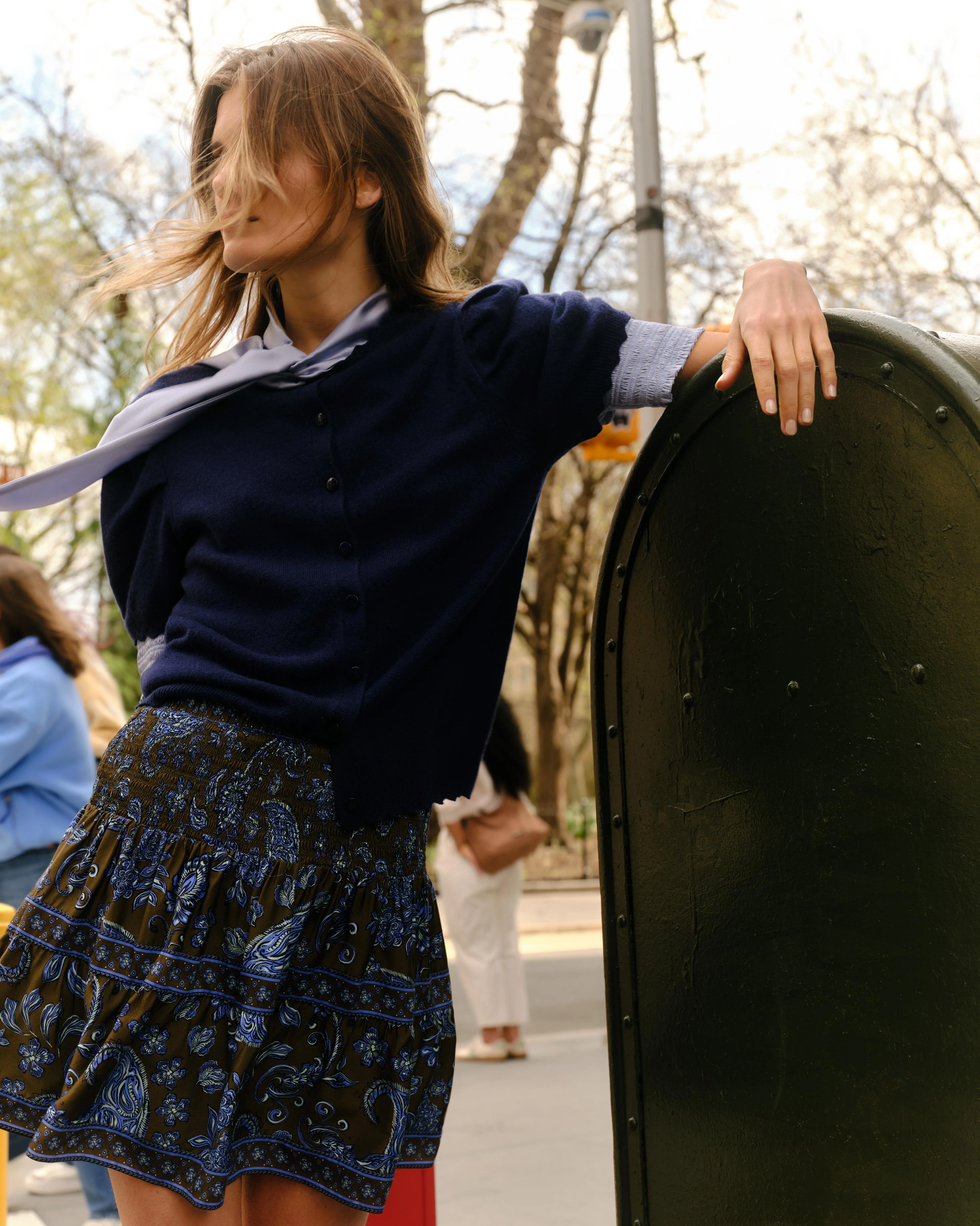 Lucy Puff Sleeve Cardigan-Midnight Blue - Image 3