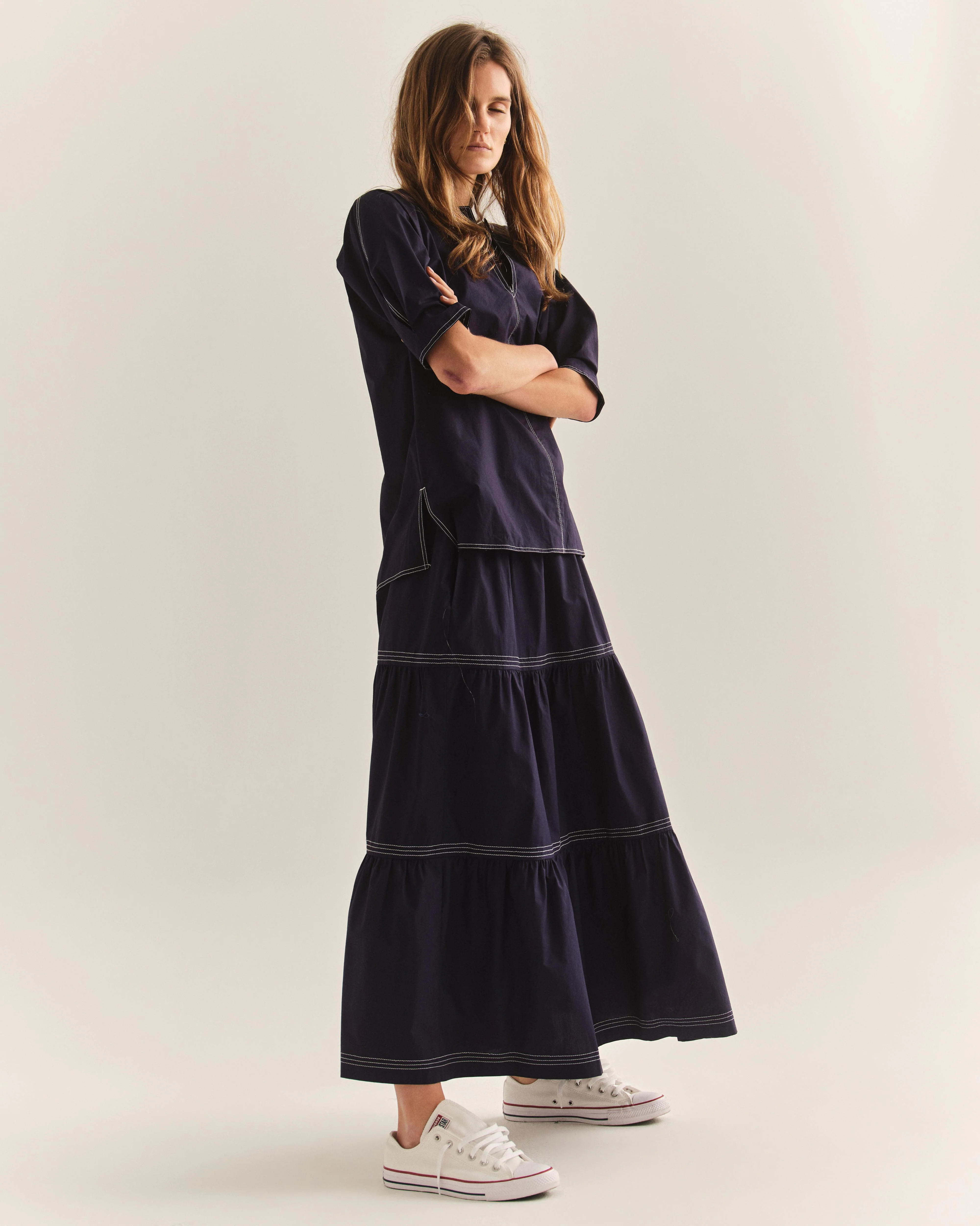 Sloane Poplin Top-Midnight Blue - Image 3