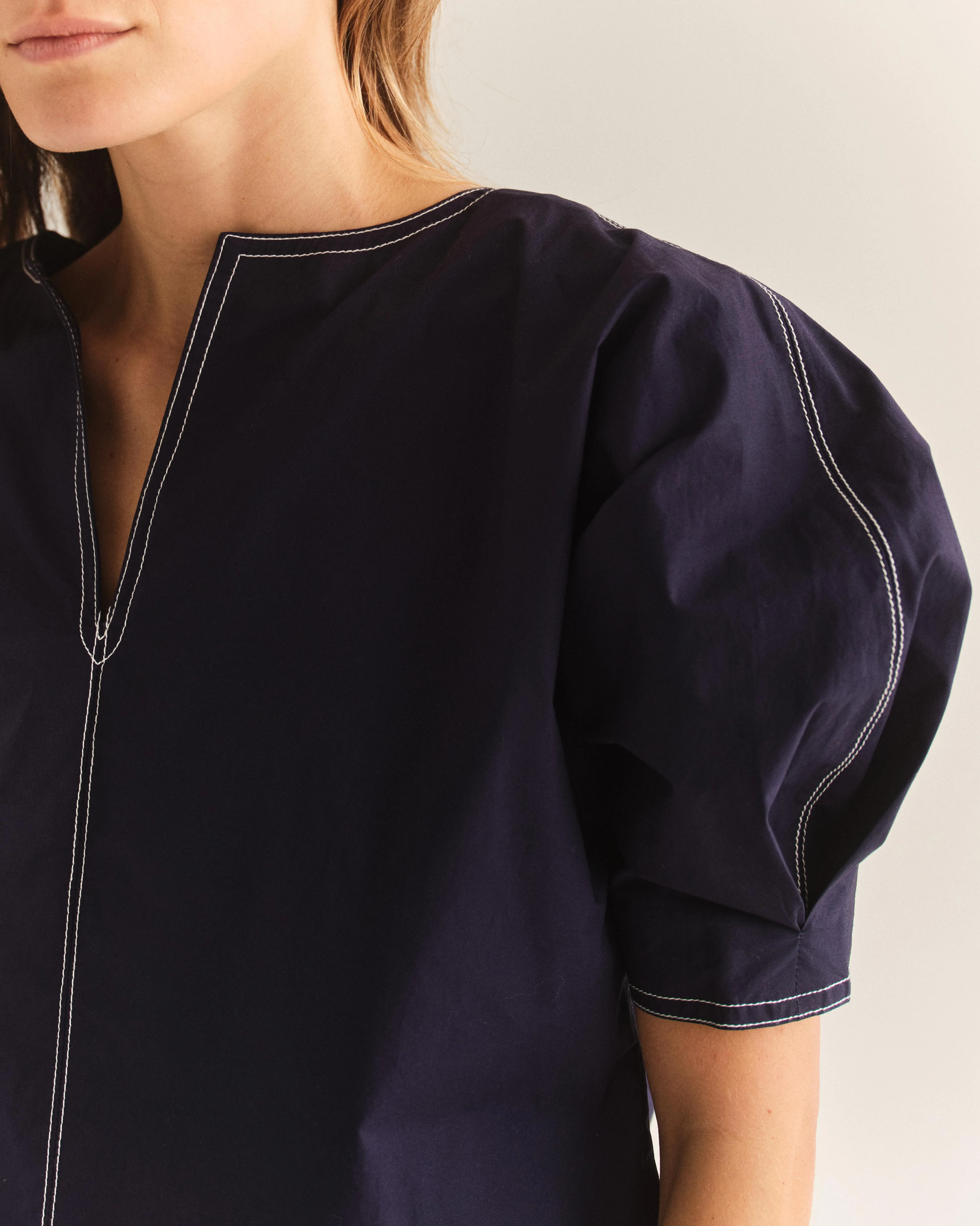 Sloane Poplin Top-Midnight Blue - Image 4